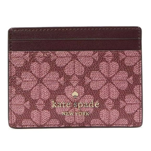 Kate Spade Burgundy and Pink Floral Card Holder